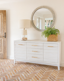 Bone Inlay Round Mirror : Floral : Grey