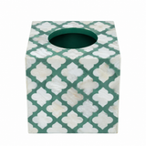 Bone Inlay Small Tissue Holder : Quatrefoil : Green