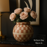 Bone Inlay Vase : Checkered : Clay