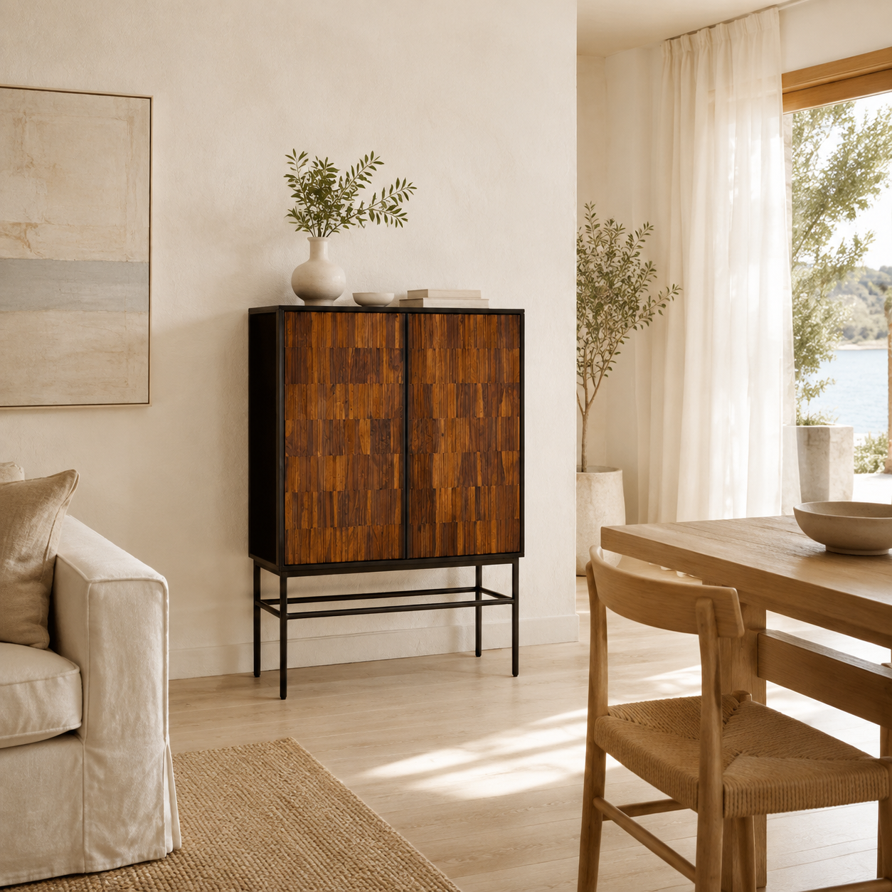 Timber Mosaic Drinks Cabinet : Ember