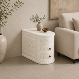 Bone Inlay 2 Drawer End Table