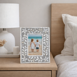 Mother of Pearl Inlay Picture Frame : Floral : Grey