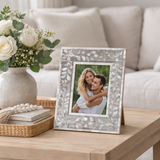 Mother of Pearl Inlay Picture Frame : Floral : Grey