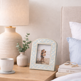 Bone Inlay Arched Photo Frame : Scallop : Pale Blue