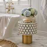 Bone Inlay Accent Table : Tri-Square : Teal