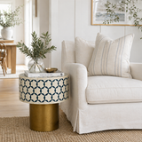 Bone Inlay Accent Table : Tri-Square : Teal
