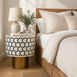 Bone Inlay Accent Table : Tri-Square : Teal