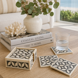 Bone Inlay Coasters (4) : Starburst : Charcoal