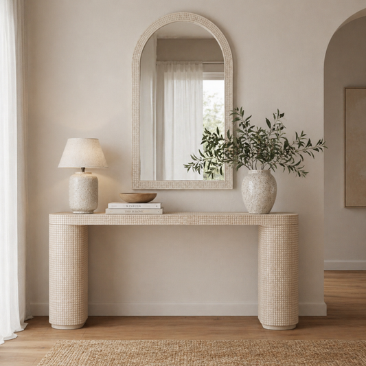 Arcadia Bone Inlay Console : Limestone