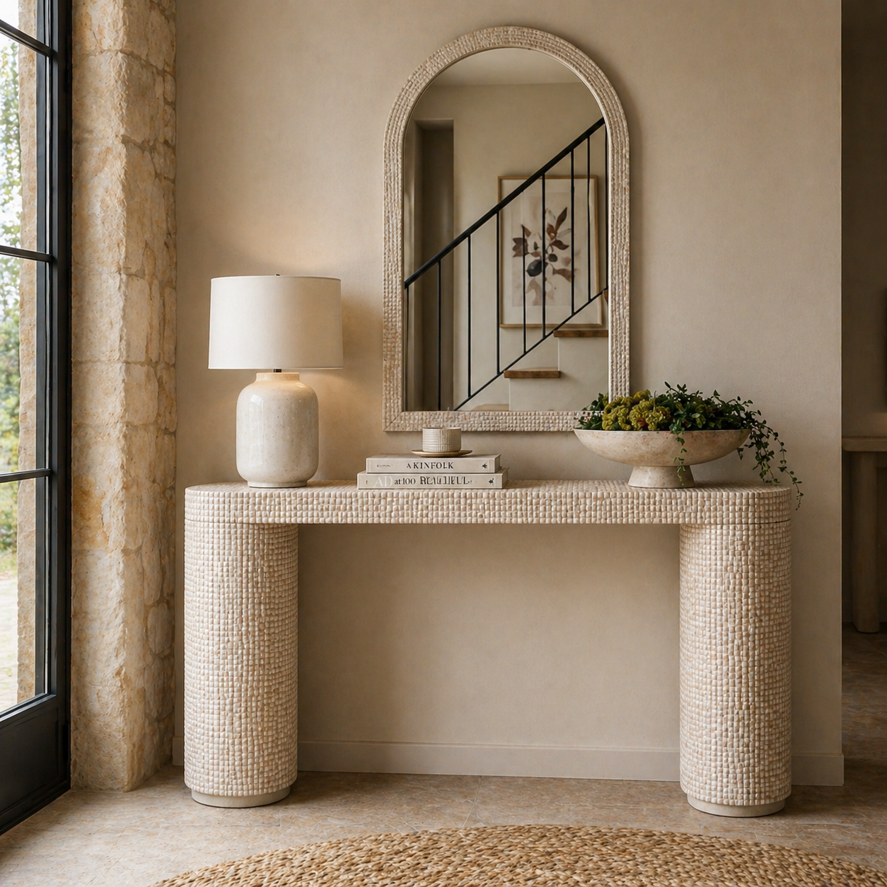 Arcadia Bone Inlay Console : Limestone