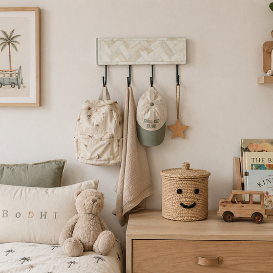 Bone Inlay Small Wall Hook :  Herringbone : White