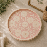 Bone Inlay Round Tray : Dahlia : Soft Pink