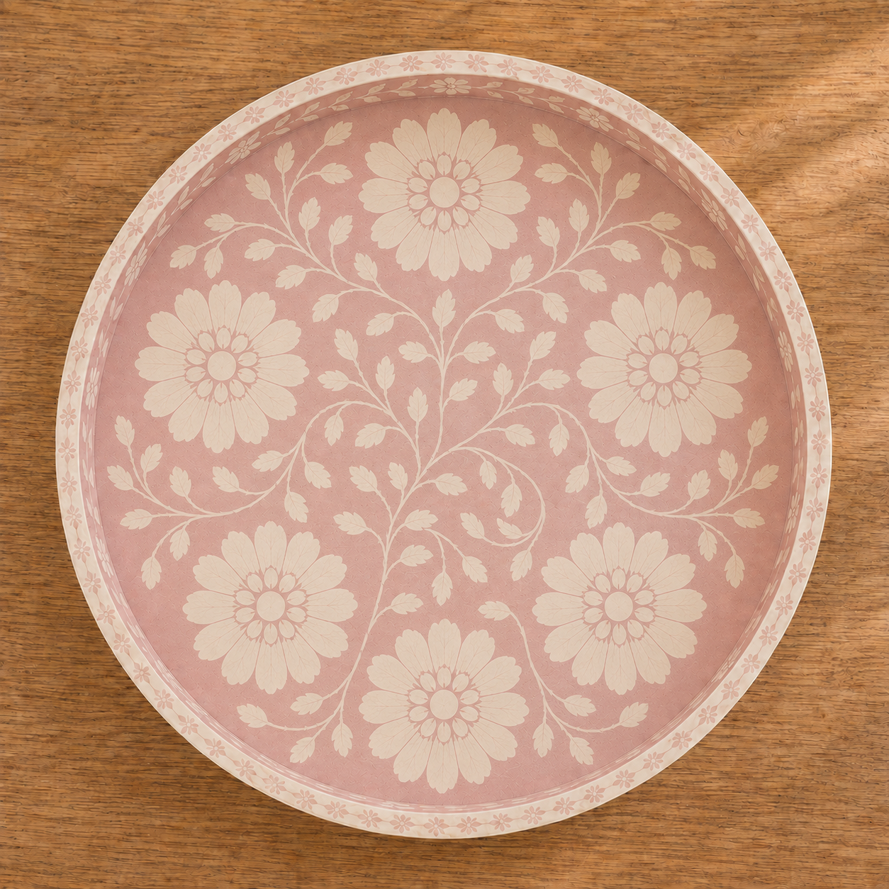 Bone Inlay Round Tray : Dahlia : Soft Pink