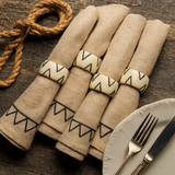 Wood & Bone Napkin Rings (Set of 6) | Handcrafted Wood & Ethically Sourced Bone