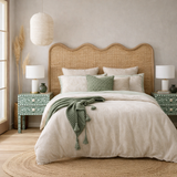 Bone Inlay 2 Drawer Bedside : Floral : Dark Green