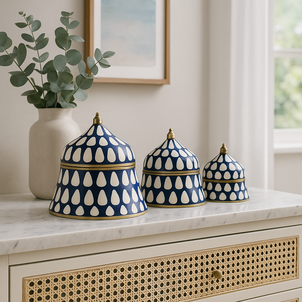 Bone & Brass Moghul Box : Varsha : Navy