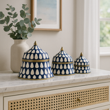 Bone & Brass Moghul Box : Varsha : Navy