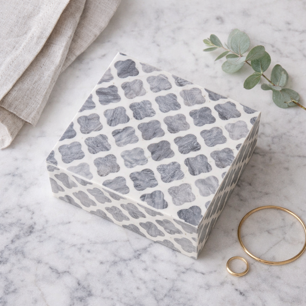 Bone Inlay Small Box : Moroccan : Grey