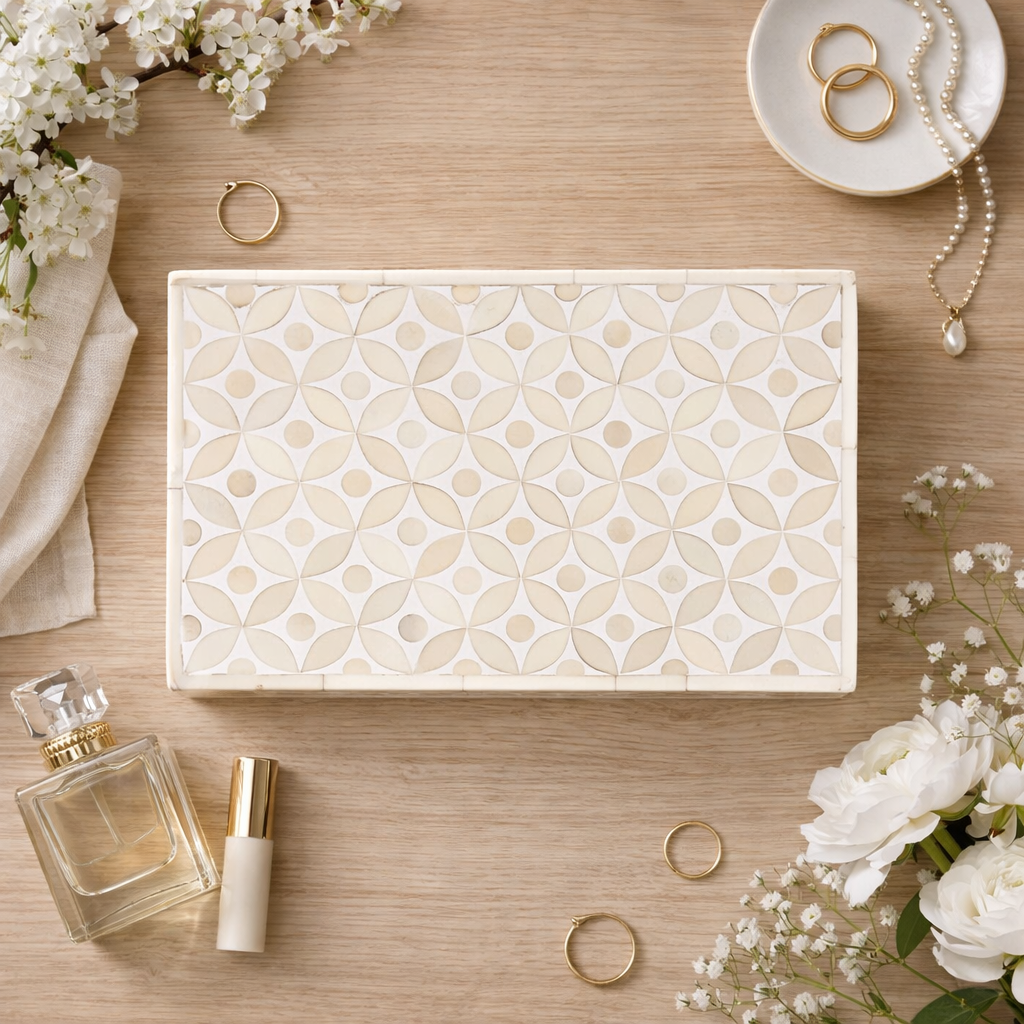 Bone Inlay Box : Starburst : White