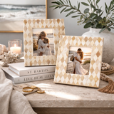 Bone Inlay Picture Frame : Diamonds : Natural