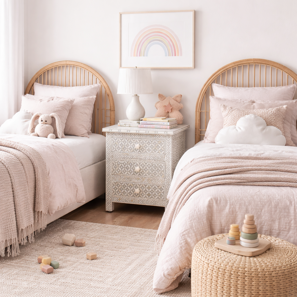 Bone Inlay Beside Table : Starburst : Grey