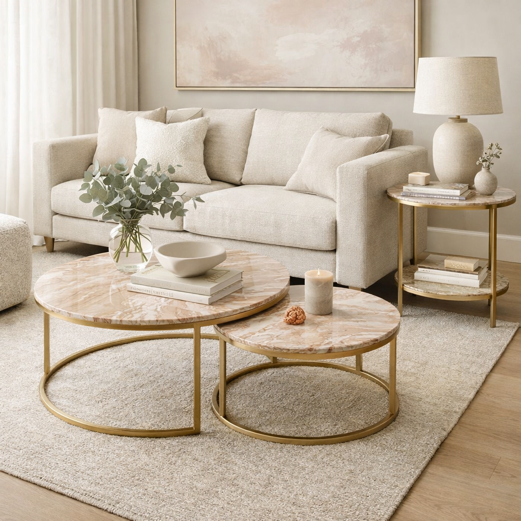 Marble Nesting Coffee Tables : Rose