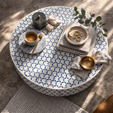 Bone Inlay Round Coffee Table : Tri-Square : Marine Blue