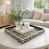 Bone Inlay Rectangular Tray : Tessellated Star : Black