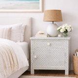 Bone Inlay Large Bedside Cabinet : Scallop : Grey