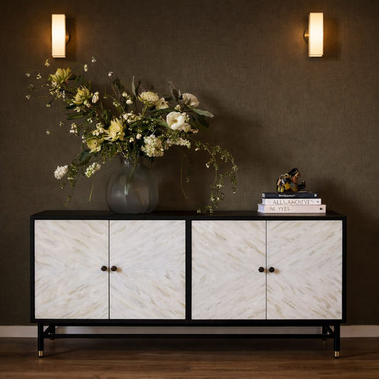 Buffet with Bone Inlay Feature Doors : Black & White