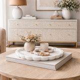 Marble Plate : Camellia : White