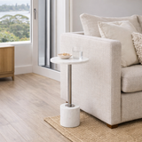 Marble Accent Table : White with Chrome Stem