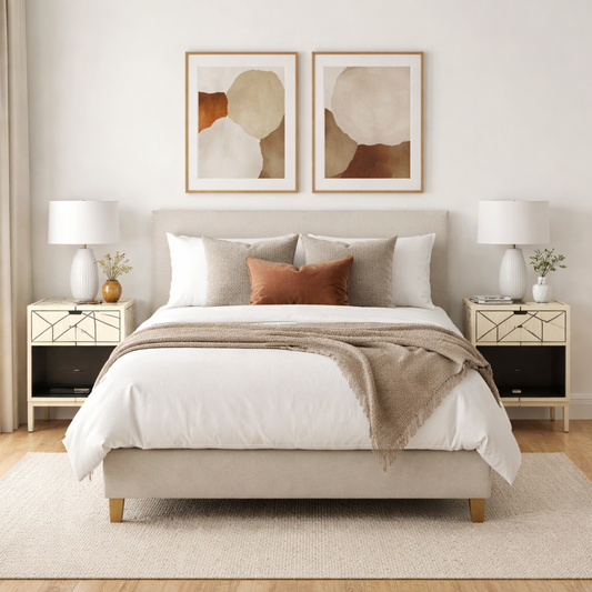 Bone Inlay Bedside Table : Abstract : White