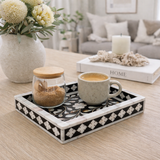 Mother of Pearl Inlay Mini Tray : Floral : Black