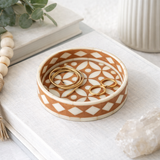 Bone Inlay Round Coaster/Trinket Tray : Starburst : Mocha