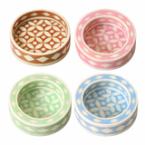 Bone Inlay Round Coaster/Trinket Tray : Starburst : Mocha