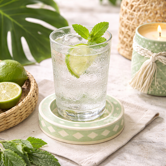 Bone Inlay Round Coaster/Trinket Tray : Starburst : Fern