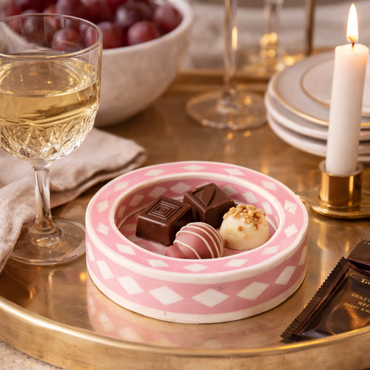 Bone Inlay Round Coaster/Trinket Tray : Starburst : Rose