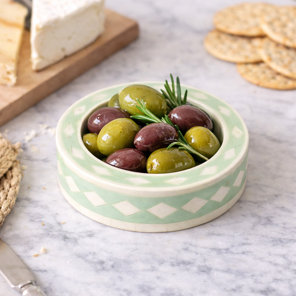 Bone Inlay Round Coaster/Trinket Tray : Starburst : Fern