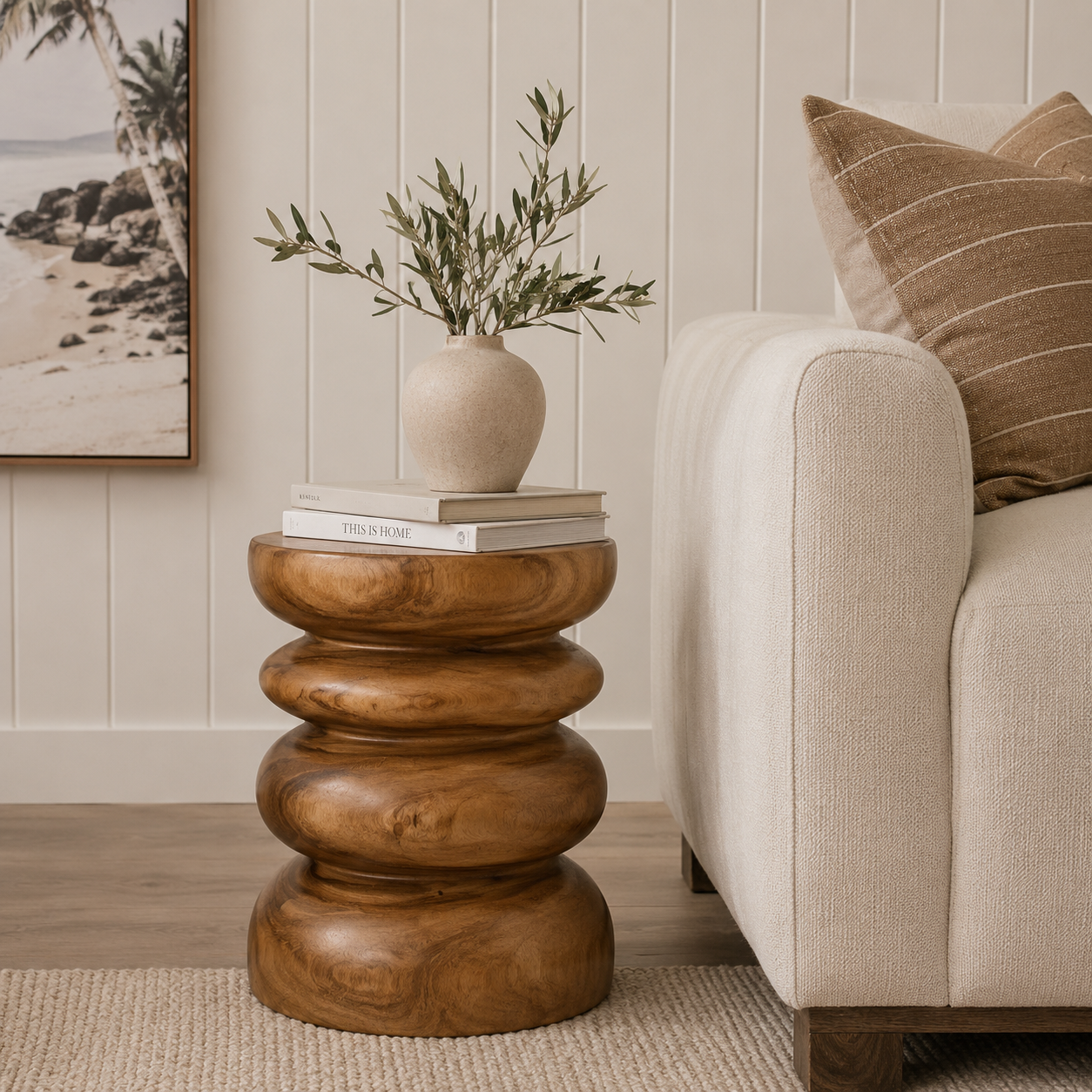Stack Timber Sculptural Stool or Side Table : Natural