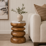 Stack Timber Sculptural Stool or Side Table : Natural