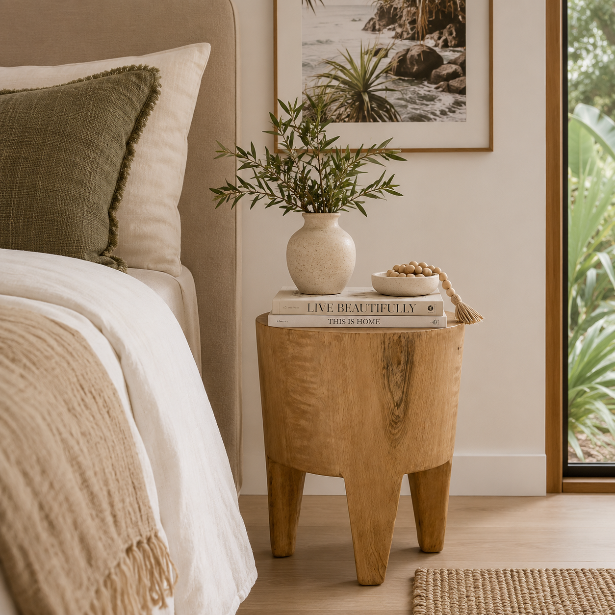 Kiva Timber Sculptural Stool or Side Table : Natural