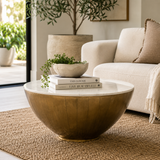 Halo Marble Top Round Coffee Table : Brass Cladding