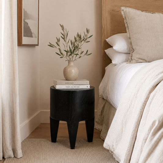 Kiva Timber Sculptural Stool or Side Table : Black
