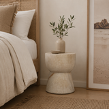 Koro Timber Sculptural Stool or Side Table : White Wash