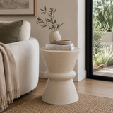 Hourglass Timber Sculptural Stool or Side Table : White Wash