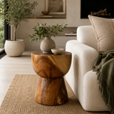 Koro Timber Sculptural Stool or Side Table : Natural