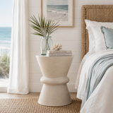 Hourglass Timber Sculptural Stool or Side Table : White Wash