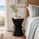 Hourglass Timber Sculptural Stool or Side Table : Black
