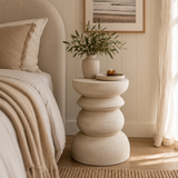 Stack Timber Sculptural Stool or Side Table : White Wash